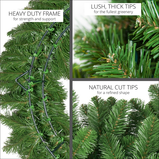 36" Pre-lit Commercial Olympia Pine LED Holiday Wreath, 150 Warm White Lights