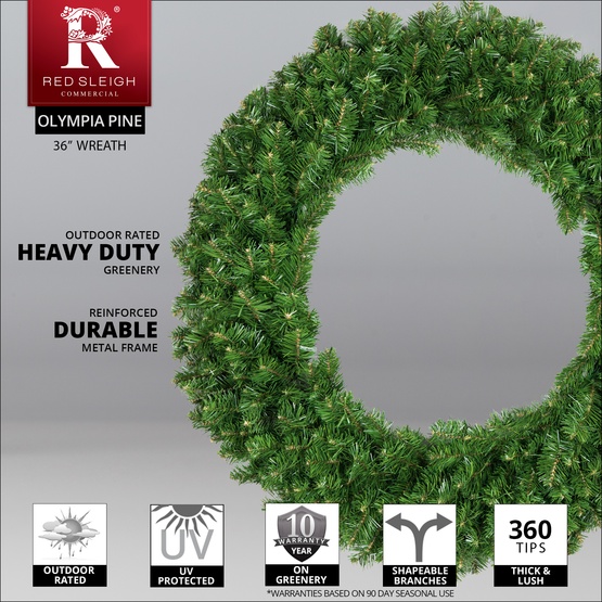 36" Olympia Pine Commercial Unlit Wreath