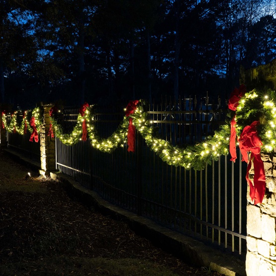 9' x 14" Sequoia Fir Prelit Commercial LED Christmas Garland, 100 Warm White Lights