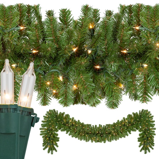 9' x 14" Sequoia Fir Prelit Commercial Christmas Garland, 100 Clear Lights