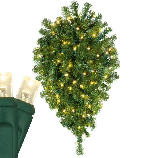 4' x 26" Olympia Pine Prelit Commercial LED Teardrop Christmas Greenery, 100 Warm White Lights