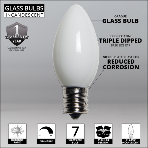 C9 Christmas Light Bulb C9 White Christmas Light Bulbs, Opaque