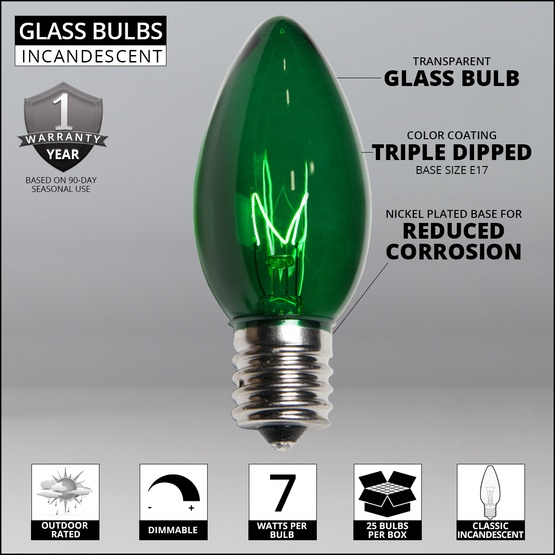 C9 Red / Green Commercial Christmas String Lights, 50 Lights, 50'