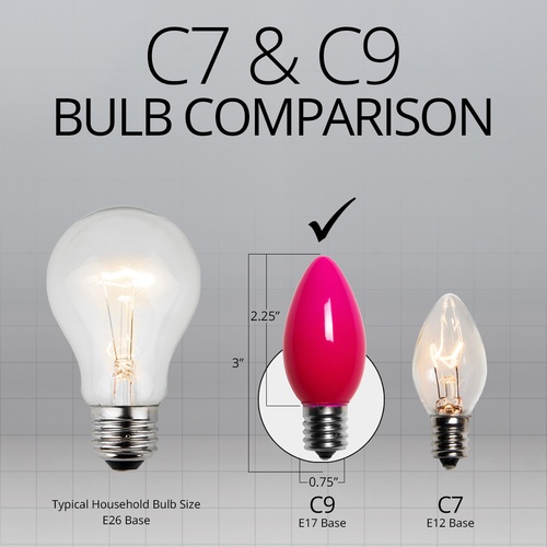 C9 Christmas Light Bulb C9 Pink Christmas Light Bulbs, Opaque