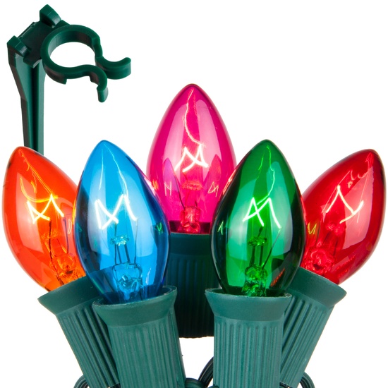 C7 Multicolor Christmas Pathway Lights, 100 Lights, 7.5 inch Stakes, 100'