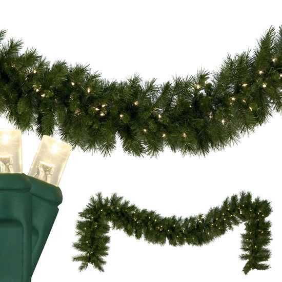 9' x 14" Dunhill Fir Prelit LED Christmas Garland, 100 Warm White Lights