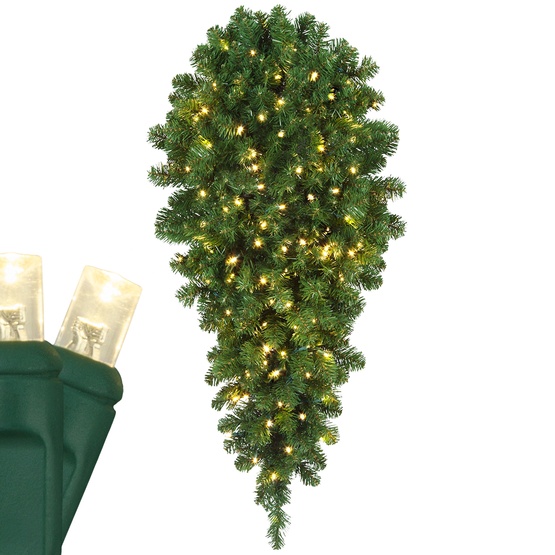 4' x 21" Oregon Fir Prelit Commercial LED Teardrop Christmas Greenery, 100 Warm White Lights