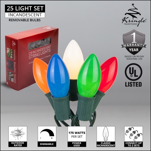 C9 Christmas Lights 25 C9 Opaque Multicolor Christmas Lights