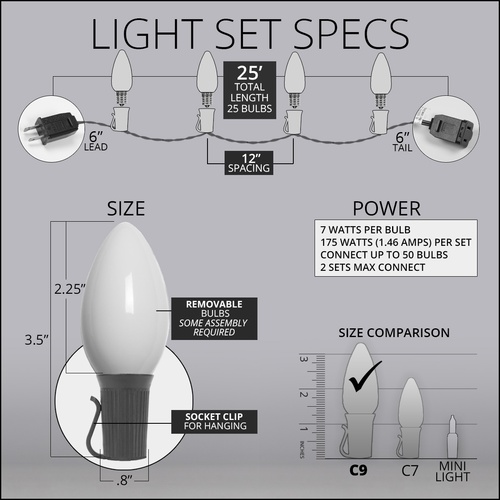C9 Christmas Lights 25 C9 Opaque Multicolor Christmas Lights
