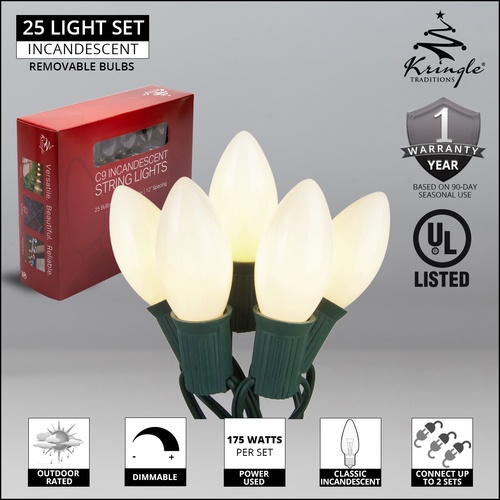 C9 Christmas Lights 25 C9 White Christmas Lights