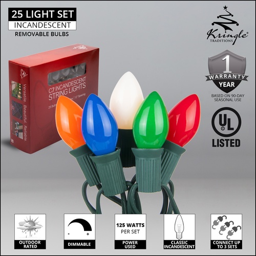 C7 Christmas Lights 25 C7 Opaque Multicolor Christmas Lights