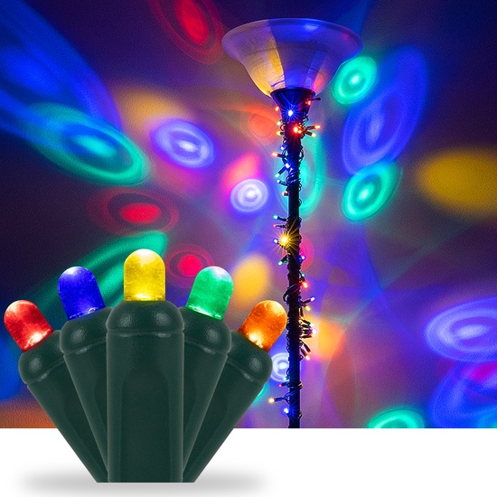 50 LED Halo Multi Color Christmas Lights, 4" Spacing