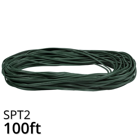 100' Green SPT2W Christmas Light Wire