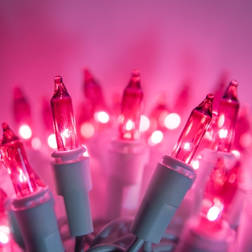 White Christmas Lights 100 Pink Christmas Tree Mini Lights, 2.5