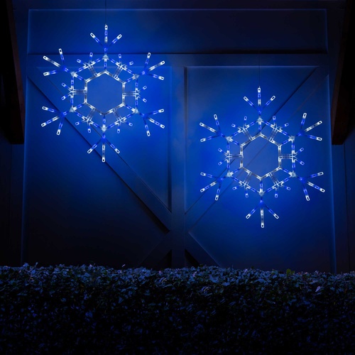 36" LED Folding Snowflake, Blue and Cool White Lights 