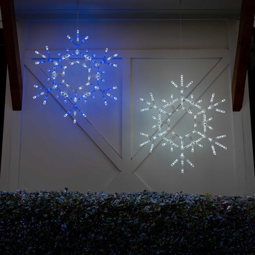 36" LED Folding Snowflake, Blue and Cool White Lights 