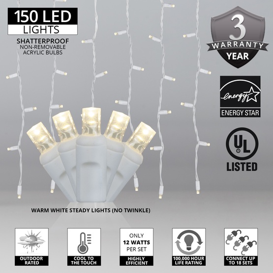 150 Warm White LED Curtain Lights