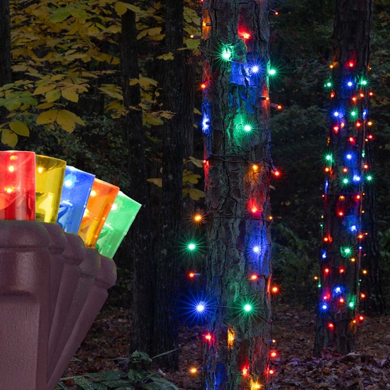 StretchNet Pro 14" x 31.5" Tree Wrap Lights, 5mm LED, 50 Multicolor Lights, Brown Wire