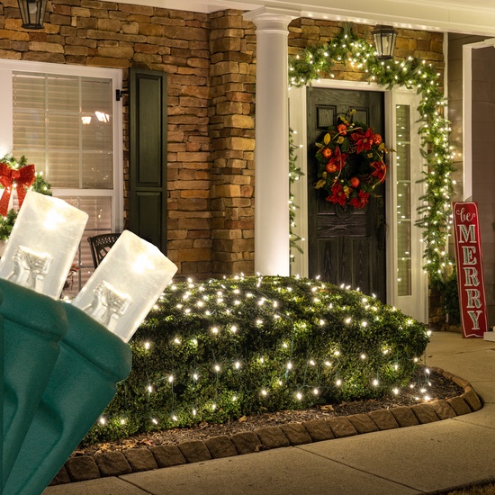 5MM 4'x6' Warm White LED Net Lights, Green Wire