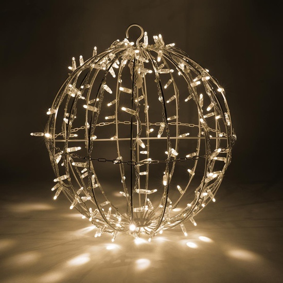 20" Warm White LED, Commercial Mega Sphere Christmas Light Ball, Fold Flat