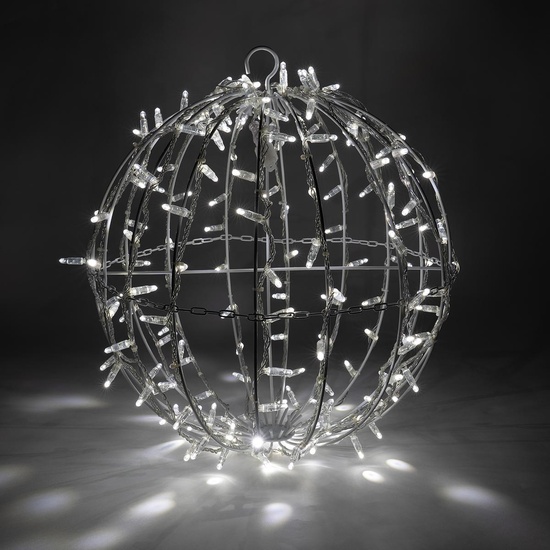 20" Cool White LED, Commercial Mega Sphere Christmas Light Ball, Fold Flat