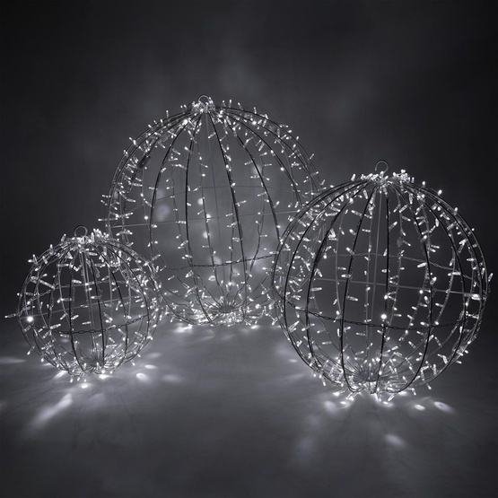 20" Cool White LED, Commercial Mega Sphere Christmas Light Ball, Fold Flat