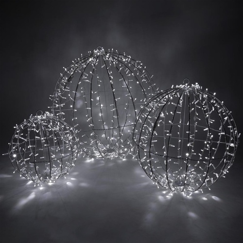 20" Cool White LED, Commercial Mega Sphere Christmas Light Ball, Fold Flat