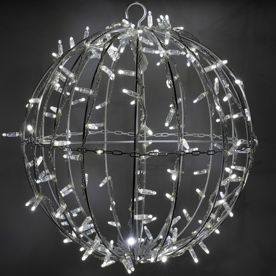 20" Cool White LED, Commercial Mega Sphere Christmas Light Ball, Fold Flat