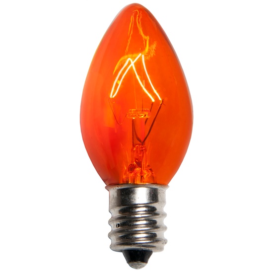 C7 Amber / Orange Christmas Light Bulbs, Transparent
