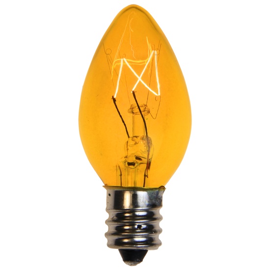 C7 Yellow Christmas Light Bulbs, Transparent