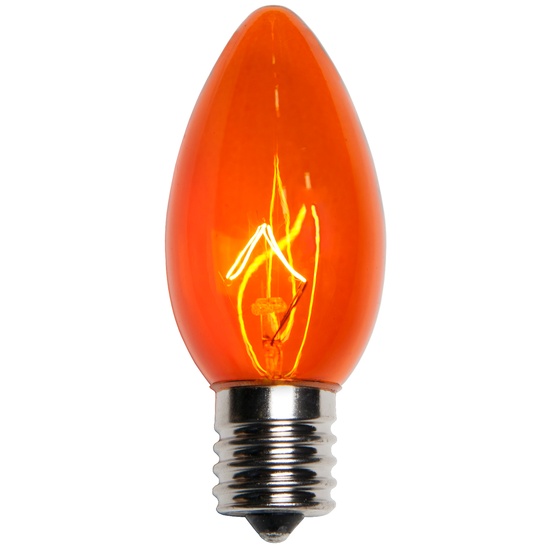 C9 Amber / Orange Christmas Light Bulbs, Transparent