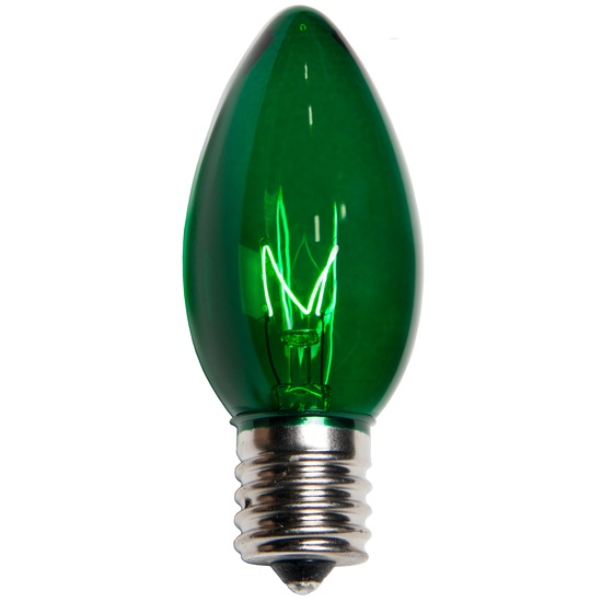 C9 Green Christmas Light Bulbs, Transparent