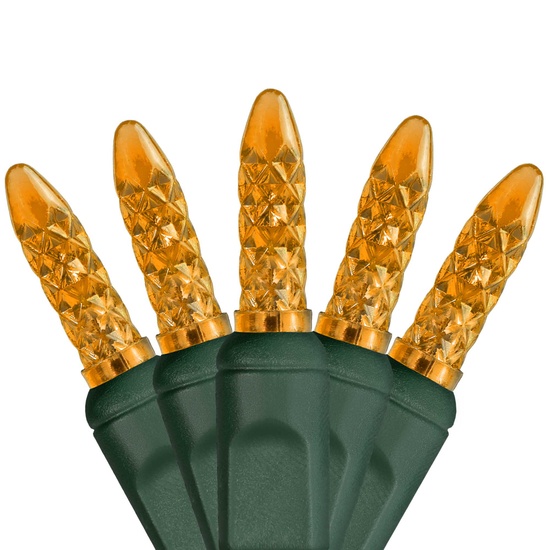 70 M5 Amber LED Christmas Lights, 4" Spacing