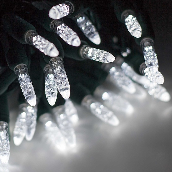 70 M5 Cool White LED Christmas Lights, 4" Spacing