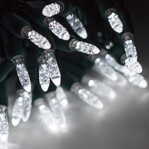 70 M5 Cool White LED Christmas Lights, 4" Spacing