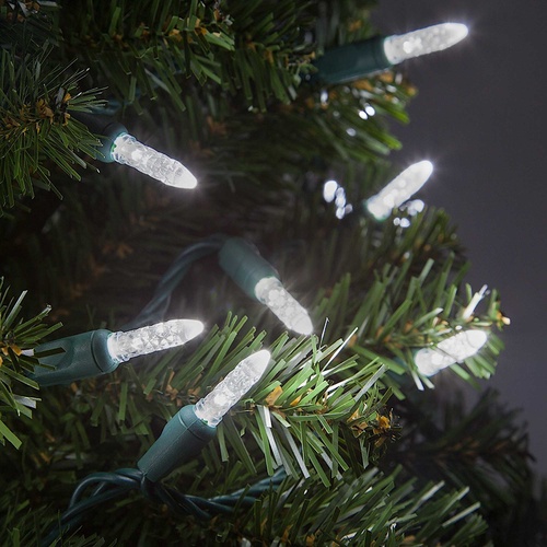 70 M5 Cool White LED Christmas Lights, 4" Spacing