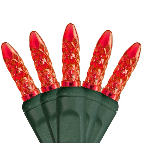 70 M5 Red LED Christmas Lights, 4" Spacing