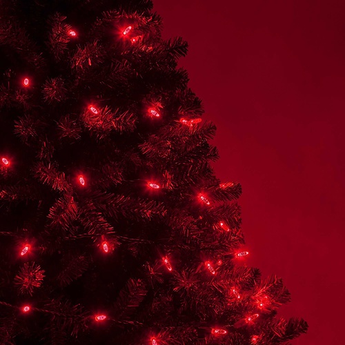 70 M5 Red LED Christmas Lights, 4" Spacing