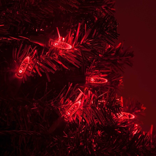 70 M5 Red LED Christmas Lights, 4" Spacing