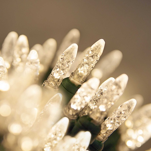 70 M5 Warm White LED Christmas Lights, 4" Spacing
