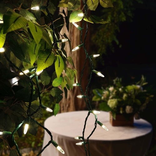 70 M5 Warm White LED Christmas Lights, 4" Spacing