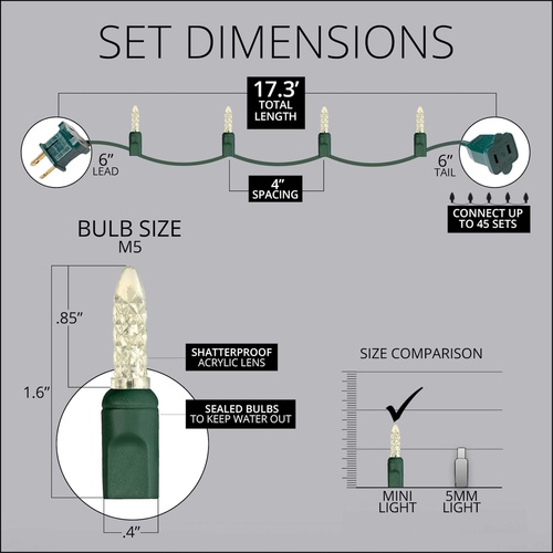 M5 Warm White LED Christmas Lights