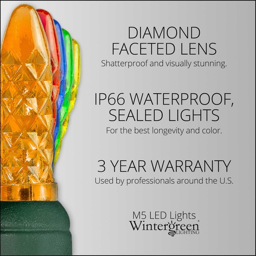 70 M5 Multi Color LED Christmas Lights, 4" Spacing