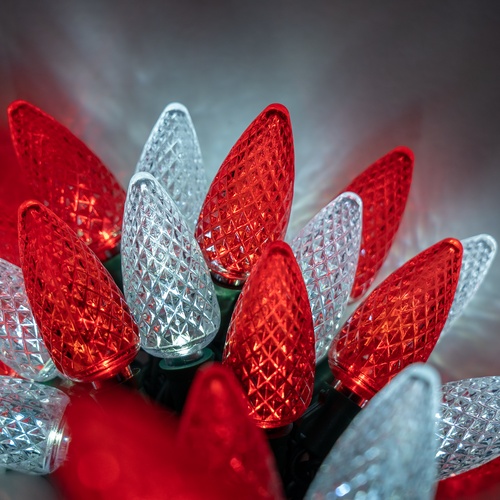C9 Red, Cool White LED Christmas Lights