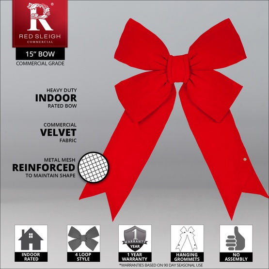 15" Red Imperial 3D Velvet Christmas Bow