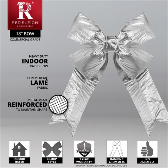 18" Silver Metallic 3D Lame Christmas Bow