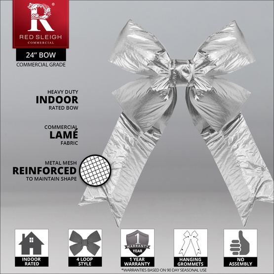 24" Silver Metallic 3D Lame Christmas Bow