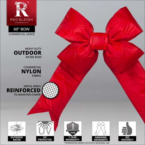 15" Red Structural 3D Nylon Christmas Bow