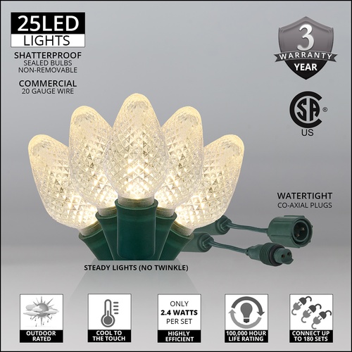 Commercial C6 Warm White LED String Lights