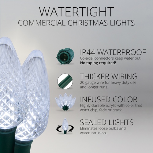Commercial Cool White C9 LED Christmas Lights